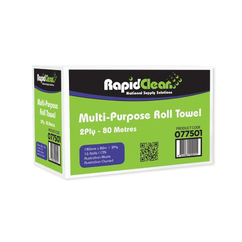 Rapid 80m Roll Towel 2 ply soft ctn16