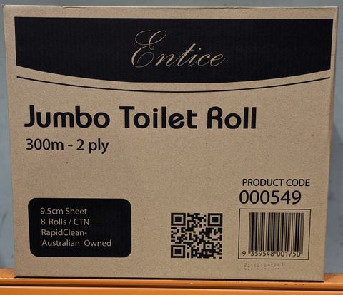 Entice 2ply 300m Jumbo Toilet Roll ctn8