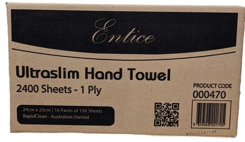 Entice Ultraslim Hand Towel ct2400 1ply