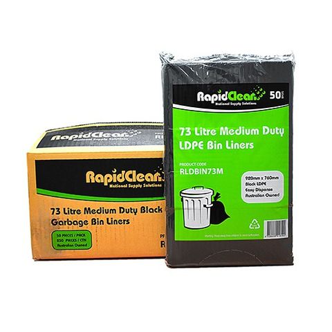 Rapid 73L MD Bin Liners-23um Black ct250