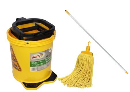 SABCO Yellow Bucket+mop+handle pkg