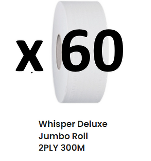 Plt60Whisper 2ply 300m Jumbo Toilet Roll