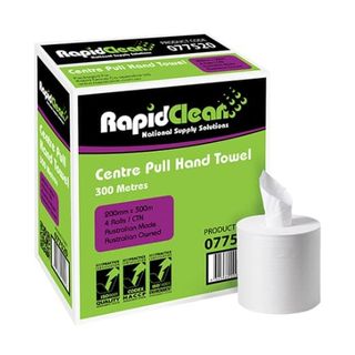 RAPIDCLEAN CENTRE PULL HAND TOWELS (4 ROLLS X 300M)