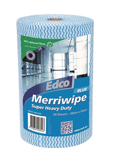 EDCO MERRIWIPE SUPER HEAVY DUTY WIPES ROLL -  BLUE