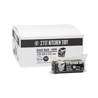AUSTAR 27L BLACK MEDIUM KITCHEN TIDY LINER HDPE