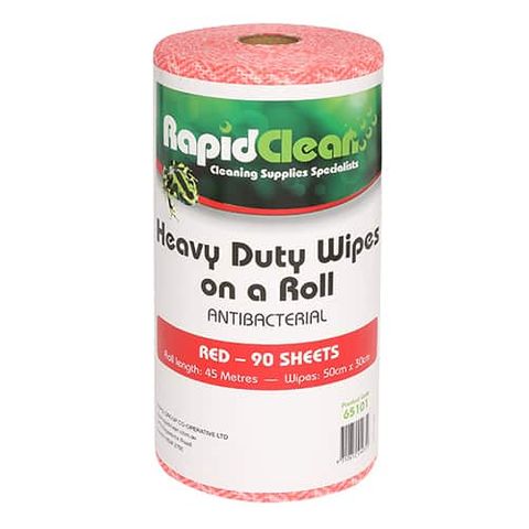 RAPIDCLEAN HEAVY DUTY WIPES ROLL RED