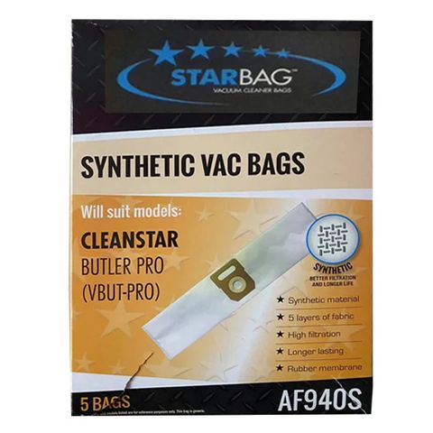 CLEANSTAR BUTLER PRO AF940S SYNTHETIC VACUUM BAGS (5 PACK)