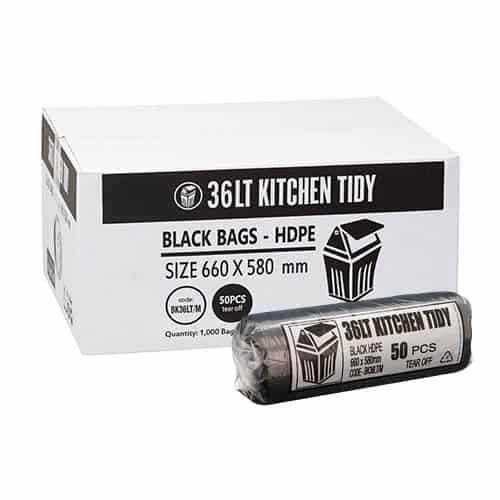 AUSTAR 36L BLACK LARGE KITCHEN TIDY LINER HDPE