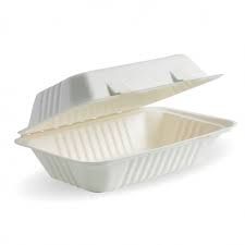 BIOCANE TAKEAWAY SINGLE COMPARTMENT CLAMSHELL CONTAINER 9X6X3Inch