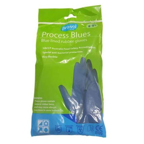 PROCESS BLUES RUBBER LINED GLOVES - SIZE 8