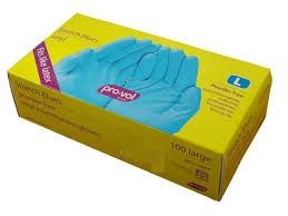 STRETCH BLUE PF VINYL EXAMINATION GLOVES (LARGE)