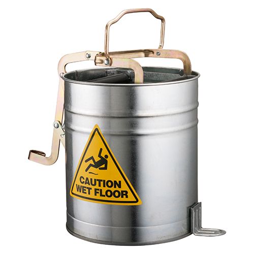 OATES METAL WRINGER BUCKET WITH CASTORS - 15L