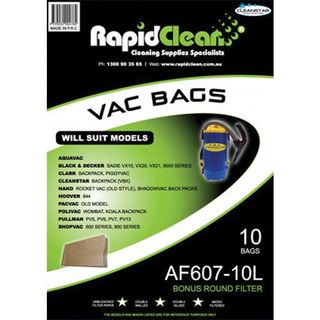 RAPIDCLEAN AF607-10L PAPER VAC BAGS