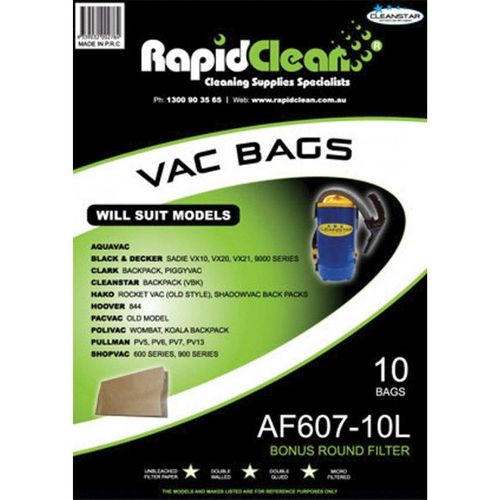 RAPIDCLEAN AF607-10L PAPER VAC BAGS