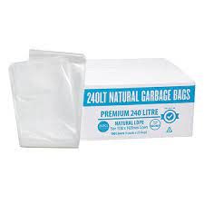 PREMIUM CLEAR NATURAL GARBAGE BAGS 240LT