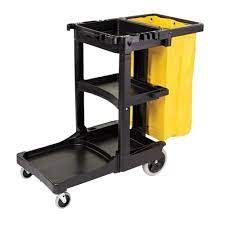 RUBBERMAID CLEANING CART WITH ZIPPERED YELLOW VINYL BAG