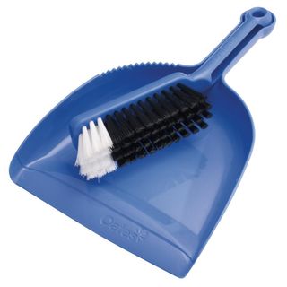 OATES DUST PAN AND BANNISTER SET BLUE
