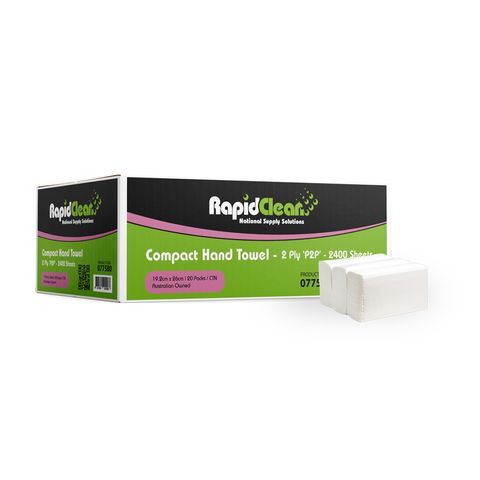 RAPIDCLEAN COMPACT HAND TOWEL 19CMX26CM - 2400 SHEETS