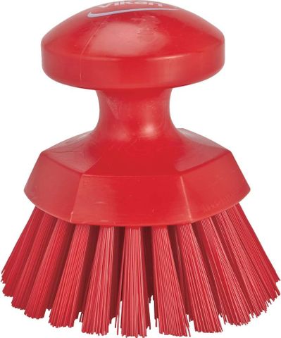 VIKAN HARD ROUND HAND SCRUB BRUSH - RED