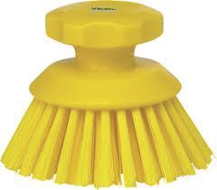 VIKAN HARD ROUND HAND SCRUB BRUSH YELLOW