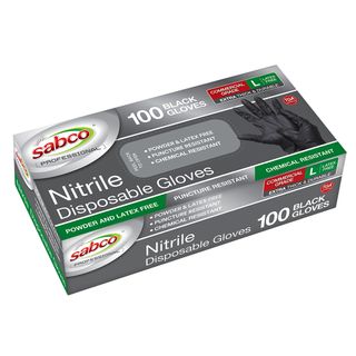 SABCO BLACK NITRILE DISPOSABLE GLOVES LARGE