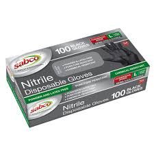 SABCO NITRILE BLACK DISPOSABLE GLOVES (LARGE)