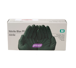 NITRILE BLAX PF BLACK DISPOSABLE GLOVES (MEDIUM)