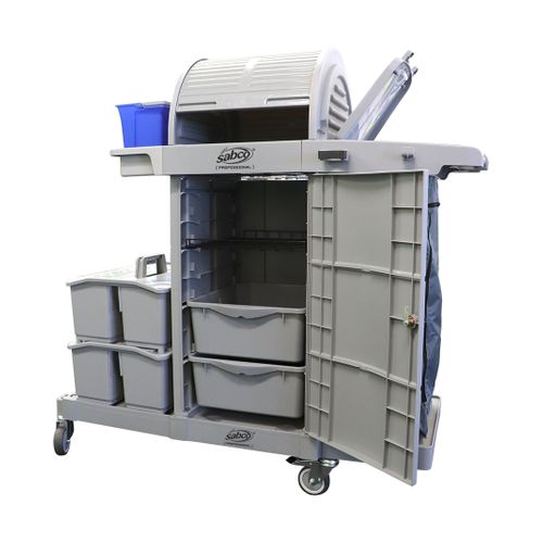 SABCO LOCKABLE JANITOR CART W/ HOOD