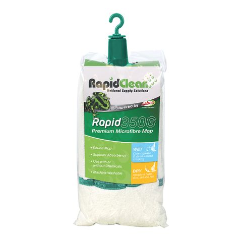 RAPIDCLEAN 350G PREMIUM MICROFIBRE ROUND MOP GREEN