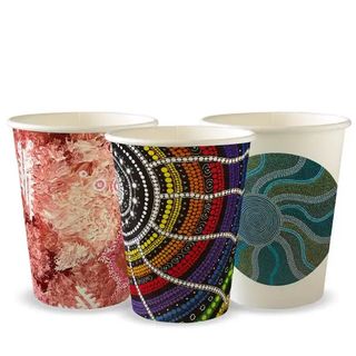 BIOPAK 390ML/12oz (90MM) INDIGENOUS ART SERIES SINGLE WALL BIOCUP