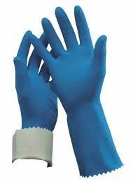 FLOCK LINED RUBBER GLOVES SIZE 7-7.5