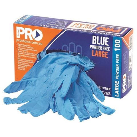 PARAMOUNT NITRILE PF BLUE DISPOSABLE GLOVES (LARGE)