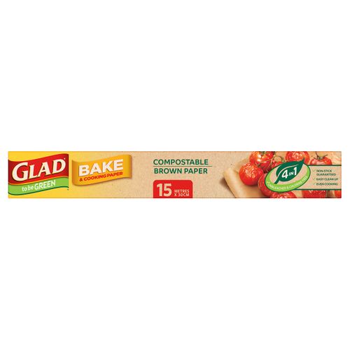 GLAD TO BE GREEN COMPOSTABLE BROWN BAKE PAPER 15M
