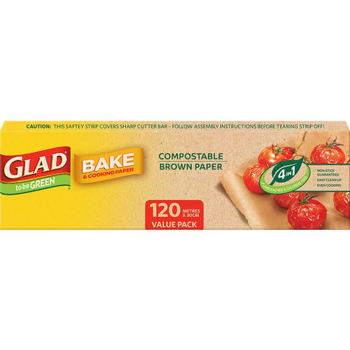 GLAD TO BE GREEN COMPOSTABLE BROWN BAKE PAPER 120M