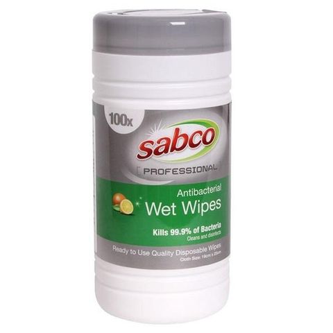 SABCO ANTIBACTERIAL WET WIPES 100PK