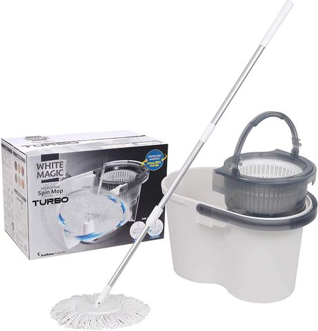 WHITE MAGIC TURBO SPIN MOP WITH HAND PRESS