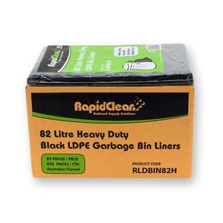 RAPIDCLEAN 82L HEAVY DUTY GARBAGE BAGS (25 BAGS - 10 PACKS)