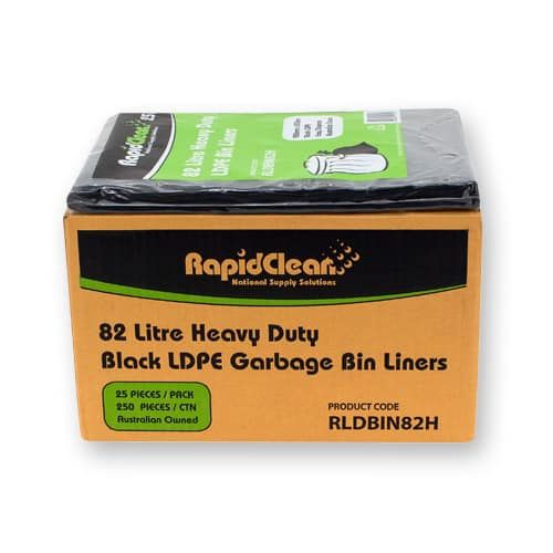 RAPIDCLEAN 82L HEAVY DUTY GARBAGE BAGS (25 BAGS - 10 PACKS)