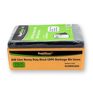 RAPIDCLEAN HEAVY DUTY BLACK LDPE 240L GARBAGE BAGS (100BAGS per BOX)