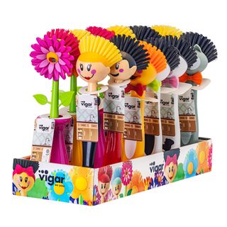 VIGAR FUNNY NON-SCRATCH KITCHEN DISH BRUSH (ASSORTED)
