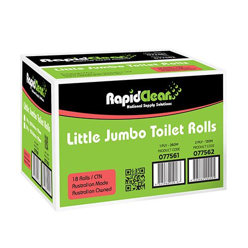 RAPIDCLEAN LITTLE JUMBO TOILET ROLLS (2PLY - 18 ROLLS)