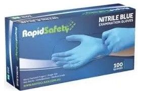 RAPIDSAFETY NITRILE BLUE EXAMINATION GLOVES SMALL