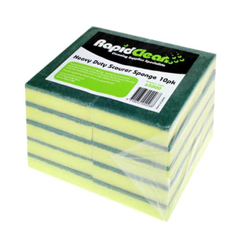 RAPIDCLEAN HEAVY DUTY SCOURER SPONGE (10 PACK)