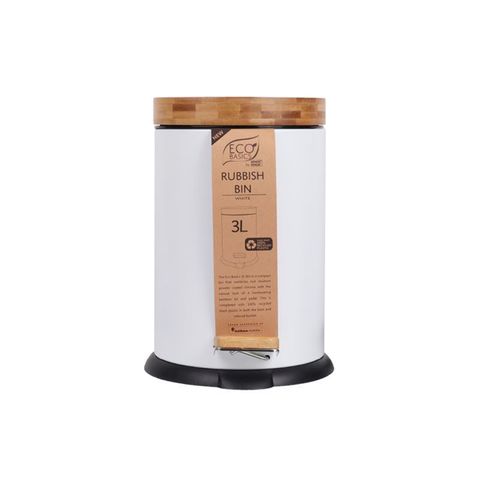 WHITE MAGIC ECO BASICS 3L RUBBISH BIN - WHITE