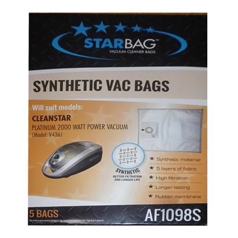 CLEANSTAR AF1098S SYNTHETIC VAC BAGS (5 PACK)