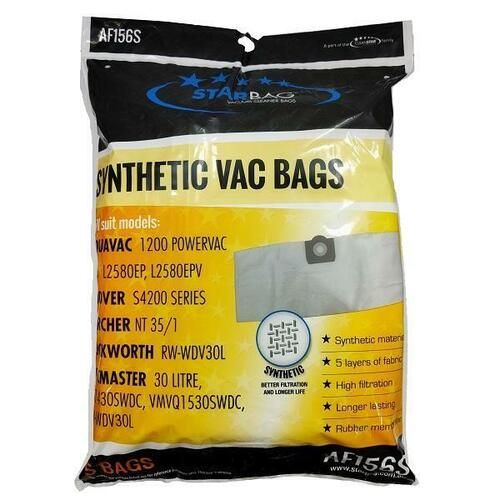 CLEANSTAR AF156S SYNTHETIC VAC BAGS (5 PACK)