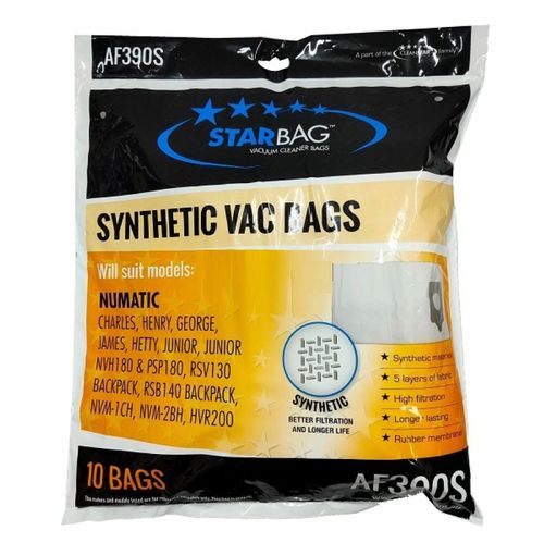 CLEANSTAR AF390S NUMATIC SYNTHETIC VAC BAGS (10 PACK)