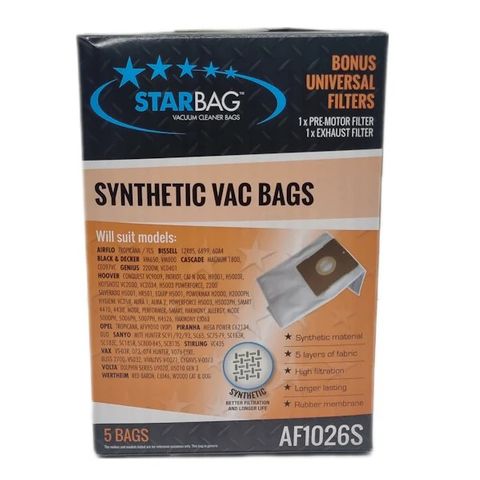 CLEANSTAR AF1026 SYNTHETIC VAC BAGS (5 PACK)