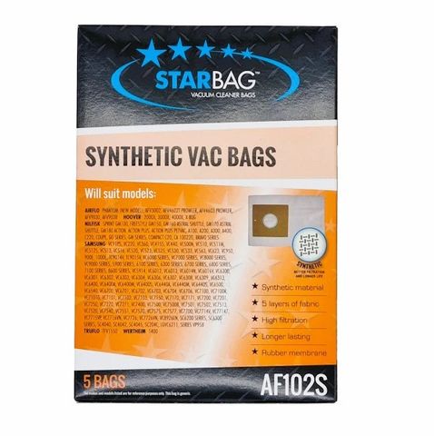 CLEANSTAR AF102S SYNTHETIC VAC BAGS (5 PACK)