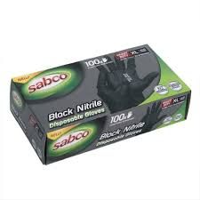 SABCO NITRILE BLACK DISPOSABLE GLOVES (X-LARGE)